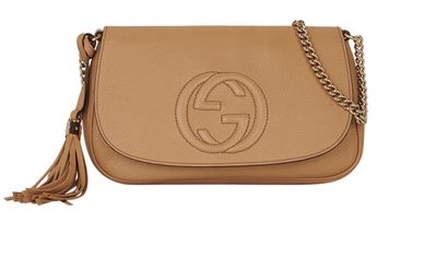 GG Soho Disco Tassel Crossbody, &pound;525, Handbags, Beige, Leather, Front view